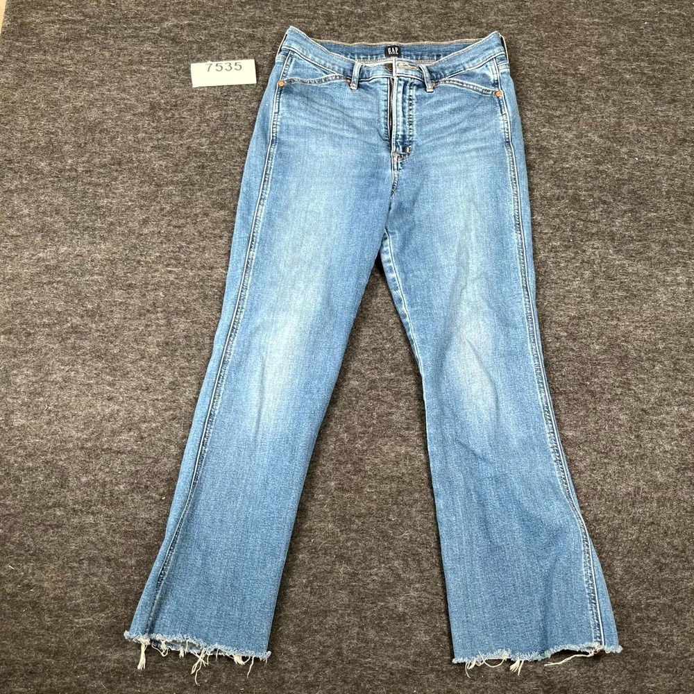 GAP Jeans Womens 10 Regular Blue Denim Cotton Medium Wash Stretch Raw Hem